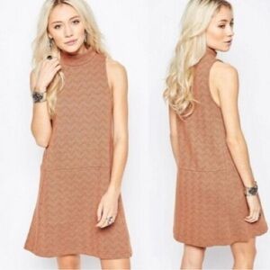Free People chevron Patterned rust brown Mini Dress